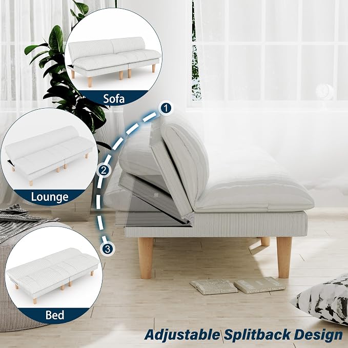 Ribilake 69" Futon Sofa Bed, 4 in 1 Multi-Function Couch Sleeper - Image 6