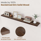 Floating Shelves for Wall Decor, 8 Inch Deep Rustic Solid Elm Wood Floating - Image 3