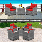 Tangkula 3 Pieces Patio Furniture Set, Outdoor PE Rattan Conversation Chair Set - Image 5