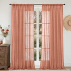 BGment Terracotta Linen Curtains 60 X 84 Inch Length, Wide Semi Sheer Drapes by BGment