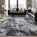 Rugflix 9x12 Area Rugs for Living Room, Washable Black Grey Dark Large Rug | by RugflixAreaRugs