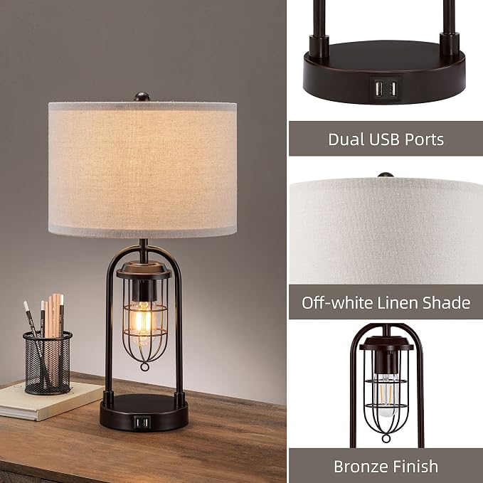 Set of 2 Farmhouse Table Lamps - Image 5