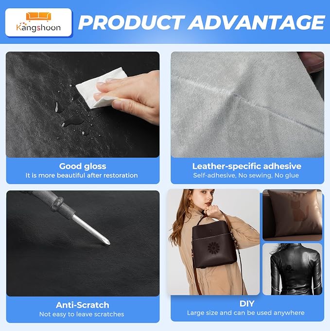 Leather Repair Patches, 17X158 Inch Self-Adhesive Leather Repair Tape, Stretch - Image 3