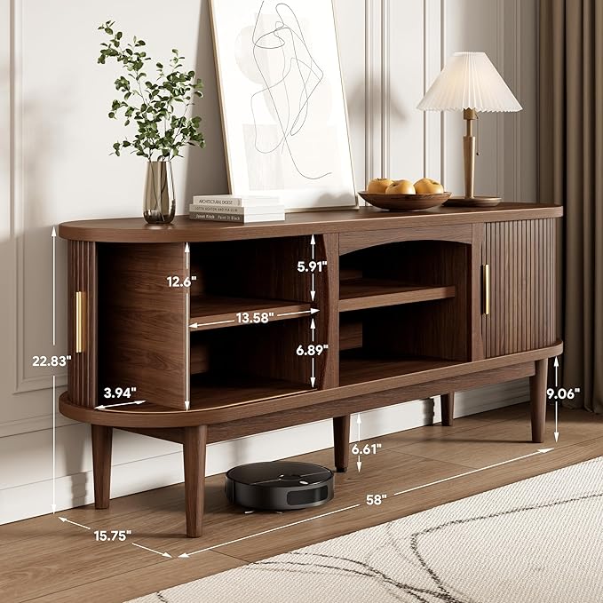 Decofy Mid Century TV Stand for TVs up to 65 Inches, Entertainment Center - Image 2