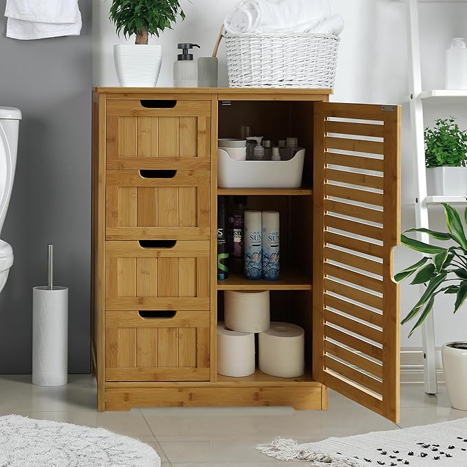 Yardenaler Bamboo Bathroom Storage Cabinet - Image 2