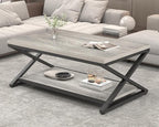 HSH Coffee Table with Storage, Farmhouse Grey Living Room Center Table - Image 9