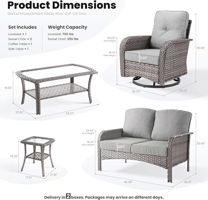 ovios 5-Piece Patio Furniture Set, Outdoor Wicker Sofa - Image 9