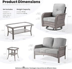 ovios 5-Piece Patio Furniture Set, Outdoor Wicker Sofa - Image 9
