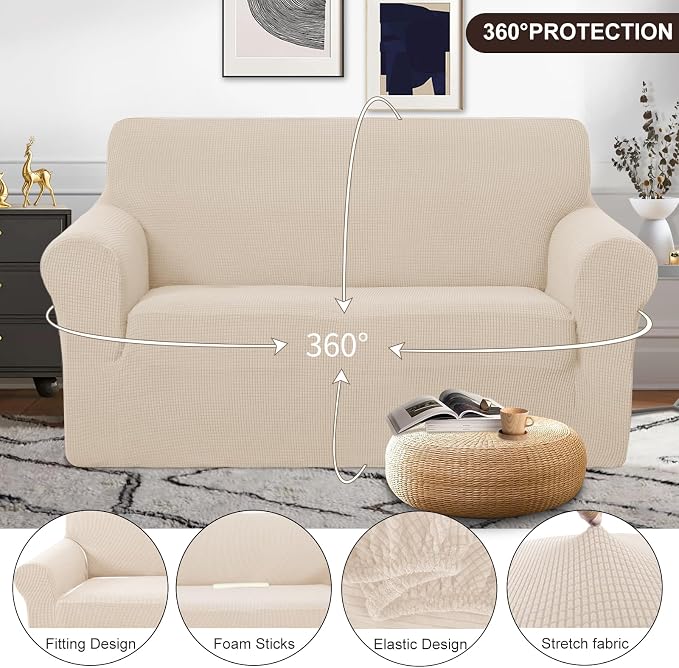 U-NICE HOME Loveseat Cover Stretch Couch Cover Sofa Slipcover, 1-Piece Sofa - Image 3