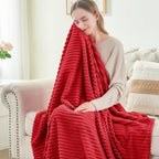 BEDELITE 3D Ribbed Jacquard Red Blankets Queen Size - Image 3