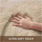 Ophanie Small Rug Washable Non Slip Throw Bedside Area Rugs, Fluffy Soft Beige - Image 3