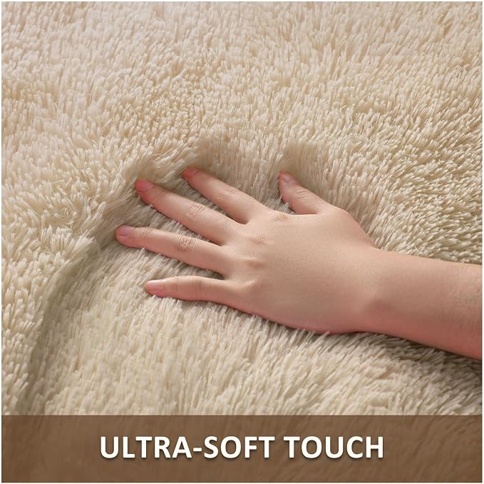 Ophanie 8x10 Beige Area Rugs for Living Room, Large Shag Bedroom Carpet - Image 2