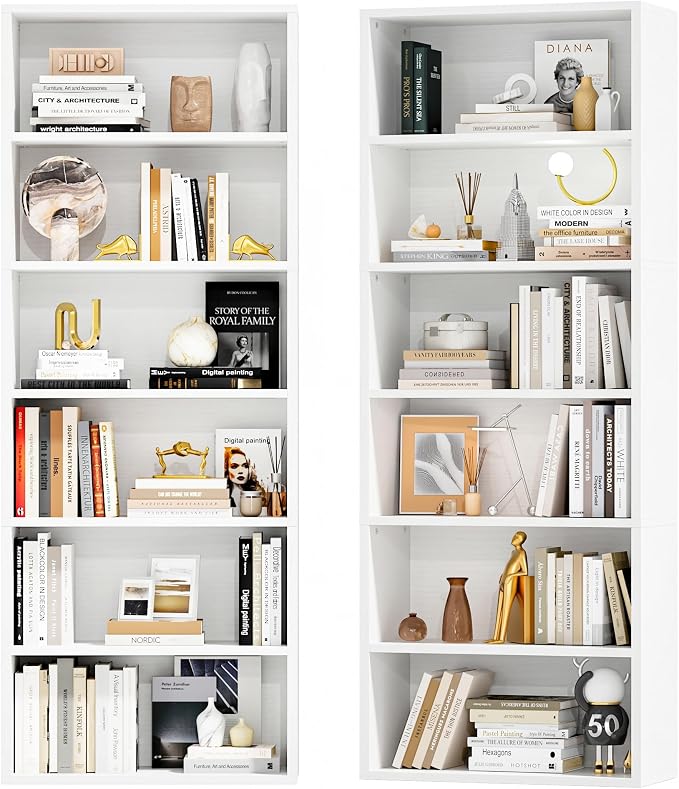Furniwell 71" Tall Bookcase Bookshelves, 6 Tier Floor Standing Bookcases Open by WellFurnitureHomeLifeWell