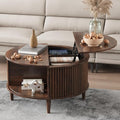 Round Coffee Table with Storage, Fluted Lift Top Coffee Table by FnelHomeFurniture