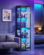 AODK Display Case with LED Lights, Display Cabinet with Open Glass Shelves - Image 7