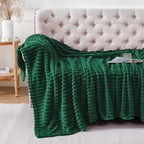 Christmas Green Throw Blanket for Couch Sofa 60"x80" Striped Design | Fleece - Image 2