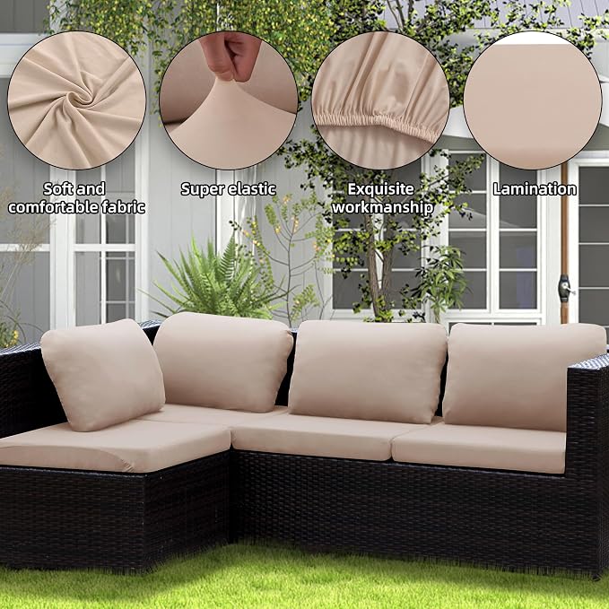 8PCS Patio Cushion Covers.Patio Furniture Couch SeatSlipcovers | Washable - Image 3