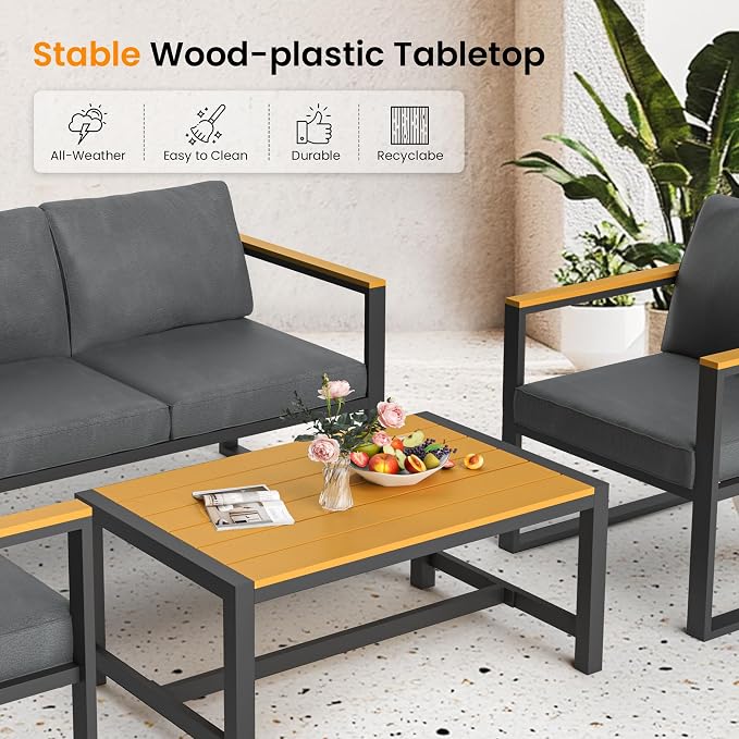 Pamapic 4 Pieces Outdoor Patio Furniture Set, Modern Metal Balcony Furniture - Image 3