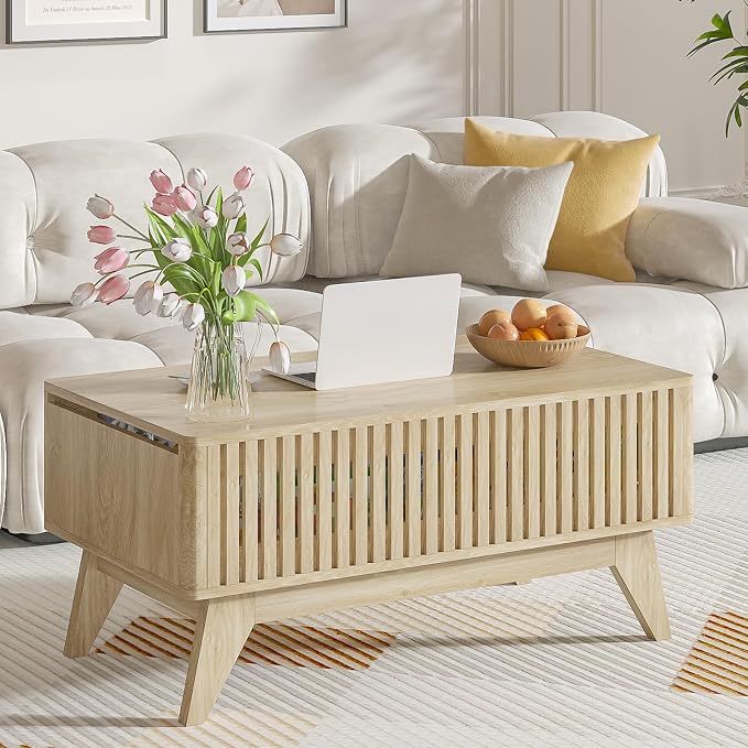 Lift Top Coffee Table with Hidden Compartment, Mid Century Modern Coffee Table - Image 9