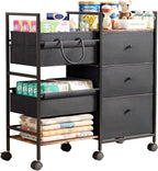 2-in-1 Baby Diaper Caddy Organizer and Storage-3 Tier Rolling Baby Cart by BG-BABYGO