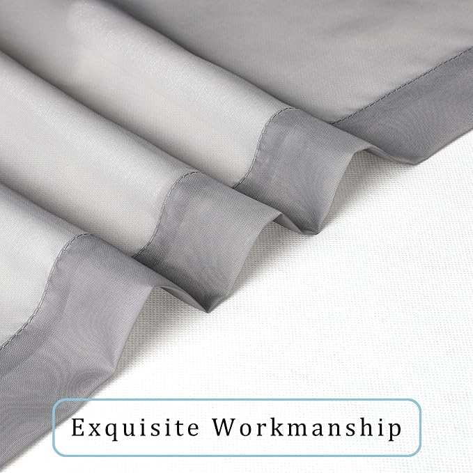 Grey Sheer Curtains, Sheer Curtains 84 inches Long 2 Panels Set, Rod Pocket - Image 6