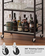 TUTOTAK Bar Cart, Home Bar Serving Cart, Microwave Cart, Drink Cart, Mobile - Image 4