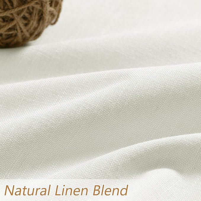 Ivory 100% Blackout Linen Curtains 80 Inch Length 2 Panels Set - Image 3