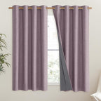 NICETOWN Chaise Mauve Vintage Linen 100% Blackout Curtains - Image 2