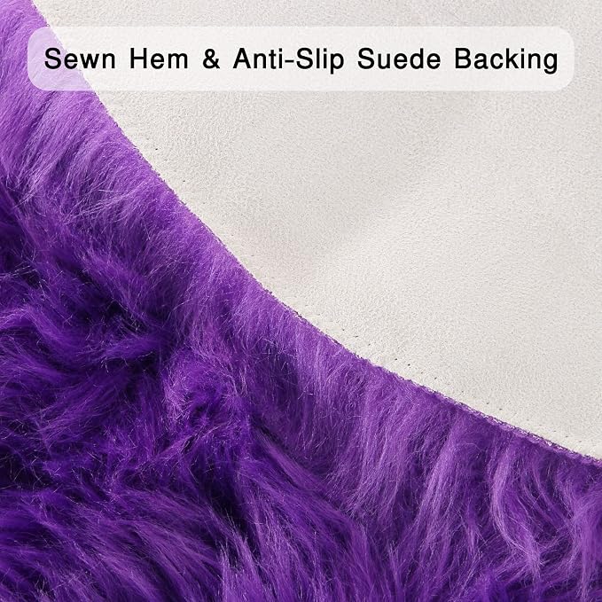duduta Purple Faux Sheepskin Runner Rugs 2x6 ft, Fluffy Fur Couch Covers | Shag - Image 2