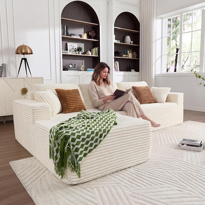 108" Boneless Couch, L-Shaped Modular Sectional Sofa by Unknown