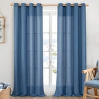 YoungsTex Navy Blue Linen Curtains 95 Inch Length by YoungsTex