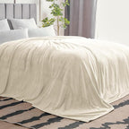 BEDELITE Fleece Blanket Soft Plush Oversized Bed Blanket Cream 120"x120" | - Image 7