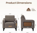 Accent Chair for Living Room Modern Linen Upholstered Armchair Side Wooden - Image 3