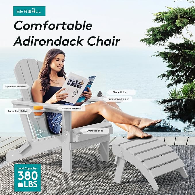 SERWALL Adirondack Chair with Cup Holders - Image 6