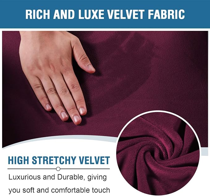 H.VERSAILTEX Velvet Stretch Recliner Couch Covers 4-Pieces Style Recliner Chair - Image 3
