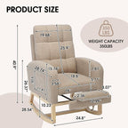 NIOIIKIT Modern Nursery Rocking Chair, Teddy Upholstered Rocking Chair - Image 2