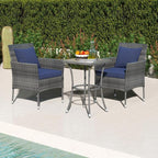 Tangkula 3-Piece Patio Furniture Set, PE Wicker Conversation Bistro Set w/A - Image 2