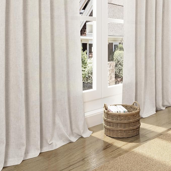 Pearl White Linen Curtains for Living Room 72 Inches Long Luxury Light - Image 5