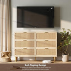 GarveeHome Rattan 6 Drawer Dresser - Image 4