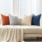 MIULEE Soft Corduroy Decorative Throw Pillow Covers Blue-Yellow 20x20 | Set of 4 - Image 5