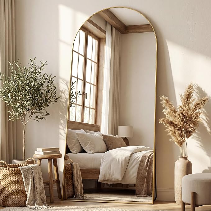 Antok 76" x34” Arched Full Length Floor Mirror, Free Standing/Wall Mount/Leaning - Image 2