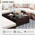 UPHA 9 Pieces Patio Furniture Sets, Wicker Outdoor Sectional Sofa Couch - Image 6