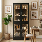 holzart Modern Black 5-Tier Display Cabinet - Image 5