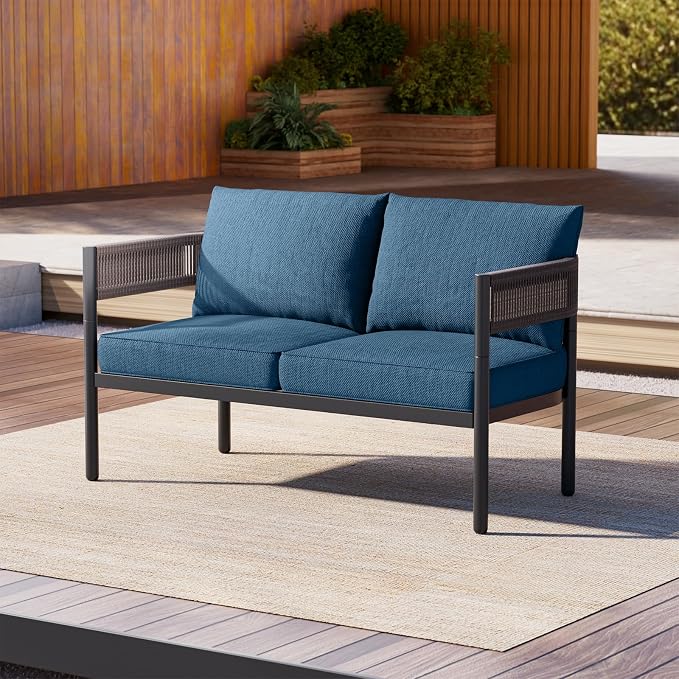 Gand Patio Outdoor Loveseat, Wicker Conversation Set - Image 7