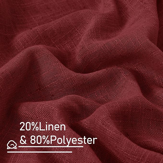 Red Linen Curtains 40 Inch Length - Image 2