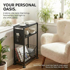 Skinny Side Table with Storage, 3 Tier Slim Side Tables - Image 8