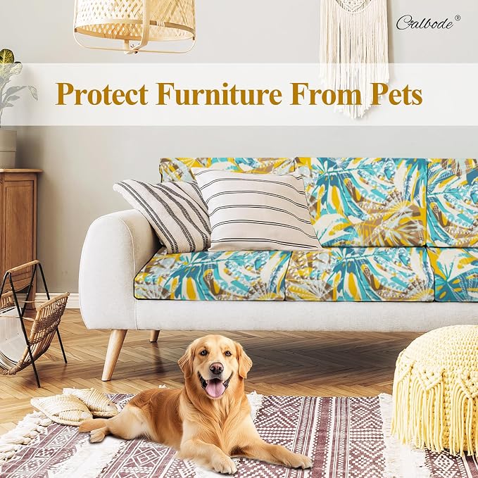 CALBODE 12pcs Outdoor Tropical Plant Printed Sofa Seat Cushion Covers Strechable - Image 5