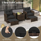 Tangkula 5 Pieces Patio Conversation Set, PE Wicker Rattan Outdoor Furniture Set - Image 5