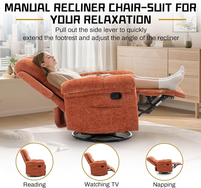 Korser Recliner Chair, Swivel Rocker Recliner Chair - Image 4