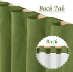 Sage Green 100% Blackout Linen Curtains 63 Inches - Image 3
